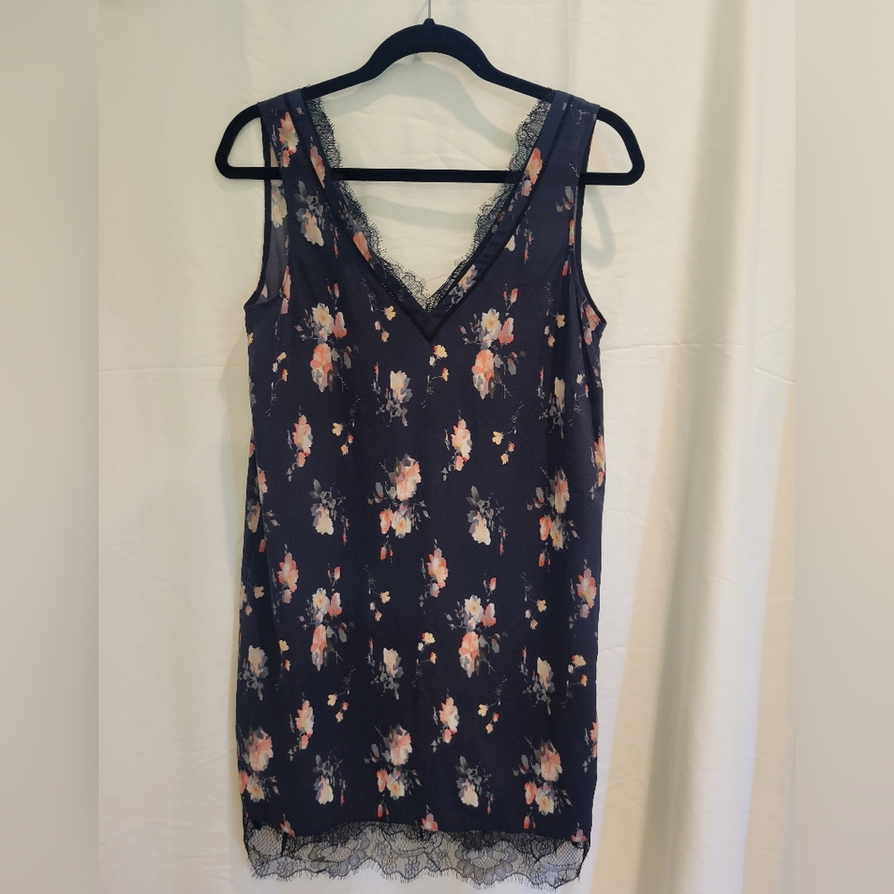 All Saints, navy blue, silk dress, size medium.